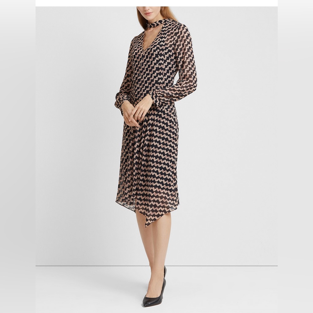 NWT Theory Linden Tie-Neck Handkerchief Hem Dress Size 0